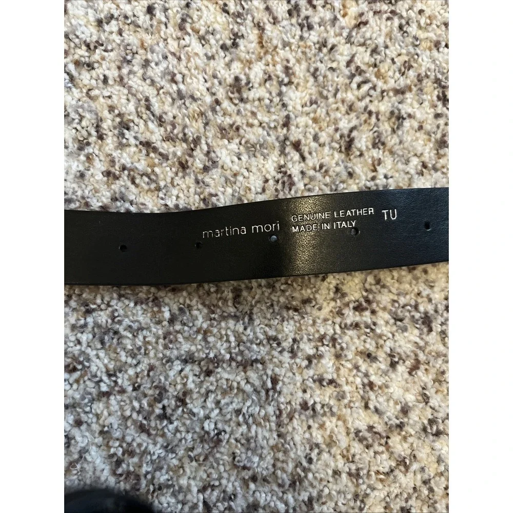 Martina Mori  New Made In Italy Leather Belt Black Sz 34/35